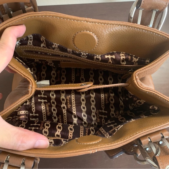 Tignanello Camel Pebble Leather Small Handbag Satchel - Picture 6 of 7